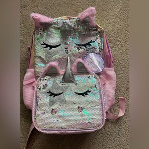 Unicorn backpack with lunch bag